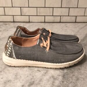 Hey Dude Gray and White Flats